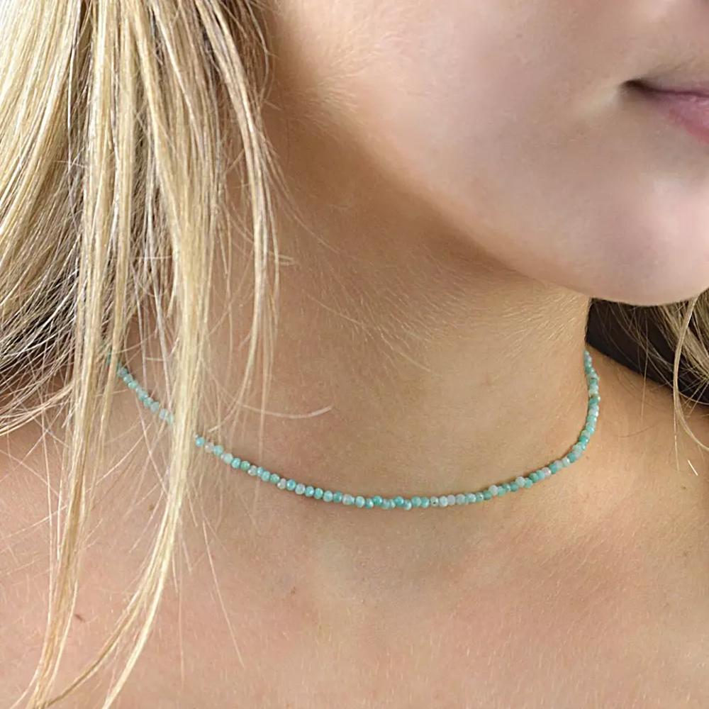 Natural Gemstone Dainty Minimalist Crystal Layering Stacking Choker Necklaces Delicate