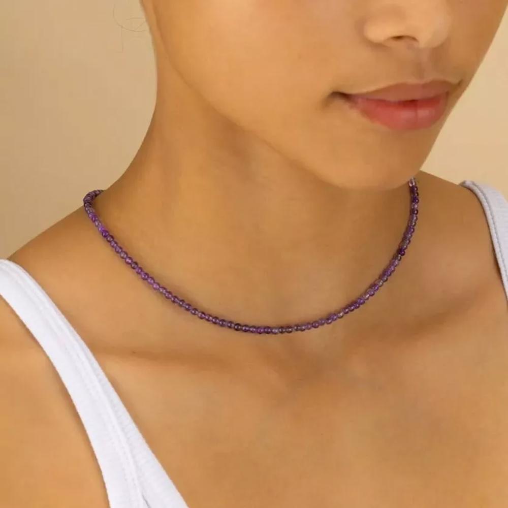 Natural Gemstone Dainty Minimalist Crystal Layering Stacking Choker Necklaces Delicate