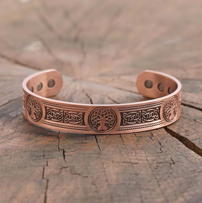 Solid Copper Magnetic Bracelet Tree of Life - Arthritis Pain Relief Energy Cuff