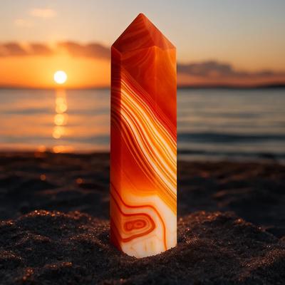 Natural Carnelian Crystal Tower Point Gemstone Obelisk Home Decor