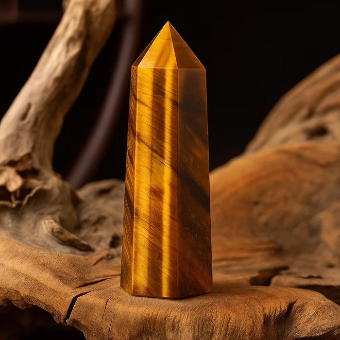 Natural Tiger's Eye Crystal Tower Healing Reiki Obelisk Home Decor