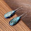  Natural Blue Sea Sediment Jasper Teardrop Dangle Earrings Blue Gemstone Earrings