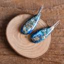  Natural Blue Sea Sediment Jasper Teardrop Dangle Earrings Blue Gemstone Earrings