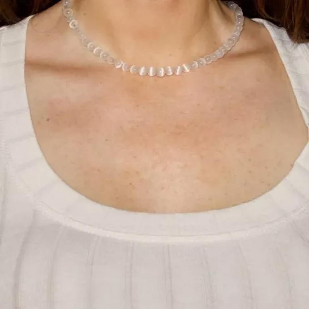 Selenite Choker Delicate Stone Beads Necklace Satin Spar Crystal Dainty Choker