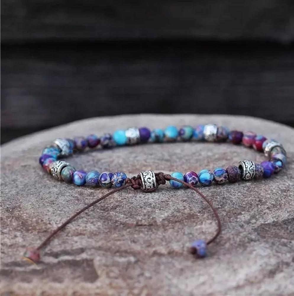 Natural Galaxy Sea Sediment Jasper Beads Energy Crystal Dainty Handmade Bracelet