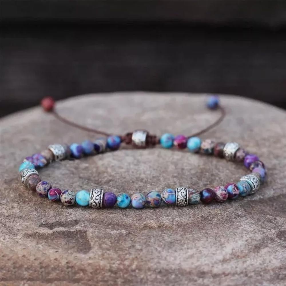 Natural Galaxy Sea Sediment Jasper Beads Energy Crystal Dainty Handmade Bracelet