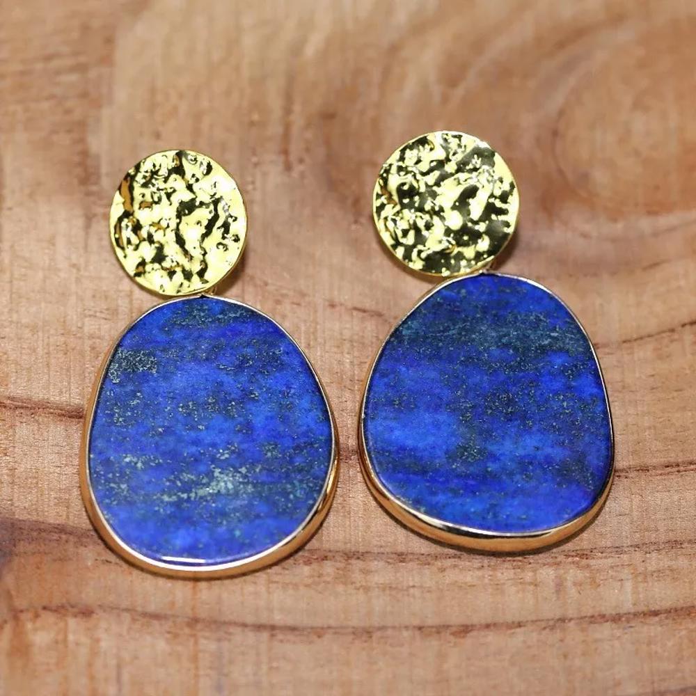 Natural Stone Lapis Lazuli Women Earrings Dark Blue Dangle Drop Earrings Jewelry