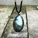  Natural Labradorite Stone Pendant Tumbled Gemstone Crystal Charm Necklace