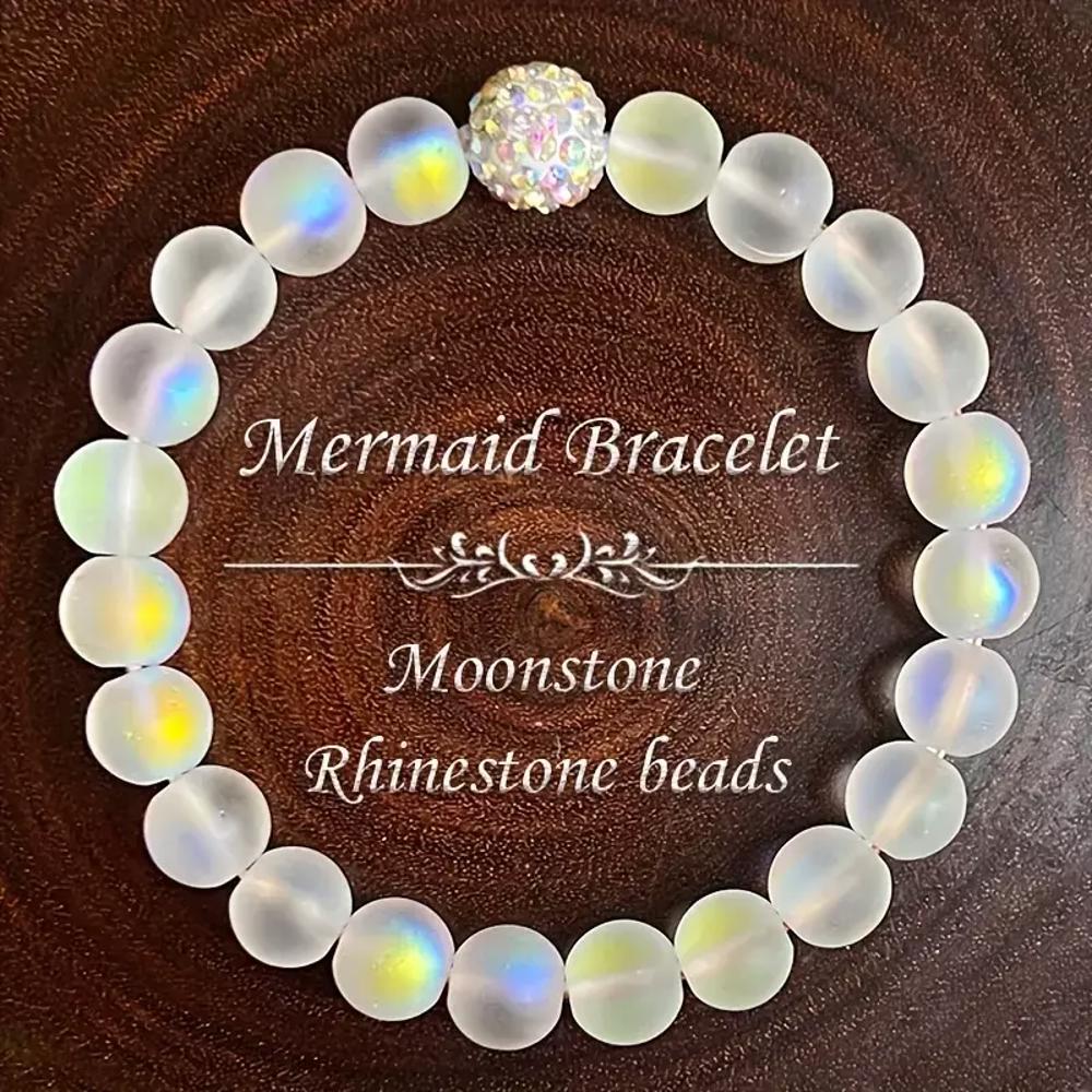 Natural Angel Aura Mermaid Quartz Healing Reiki Crystal Stone Handmade Bracelet