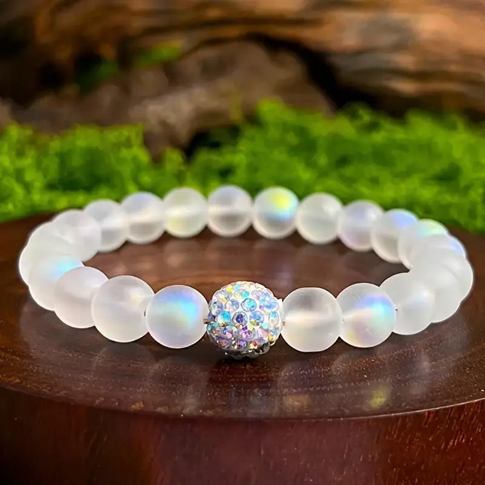 Natural Angel Aura Mermaid Quartz Healing Reiki Crystal Stone Handmade Bracelet