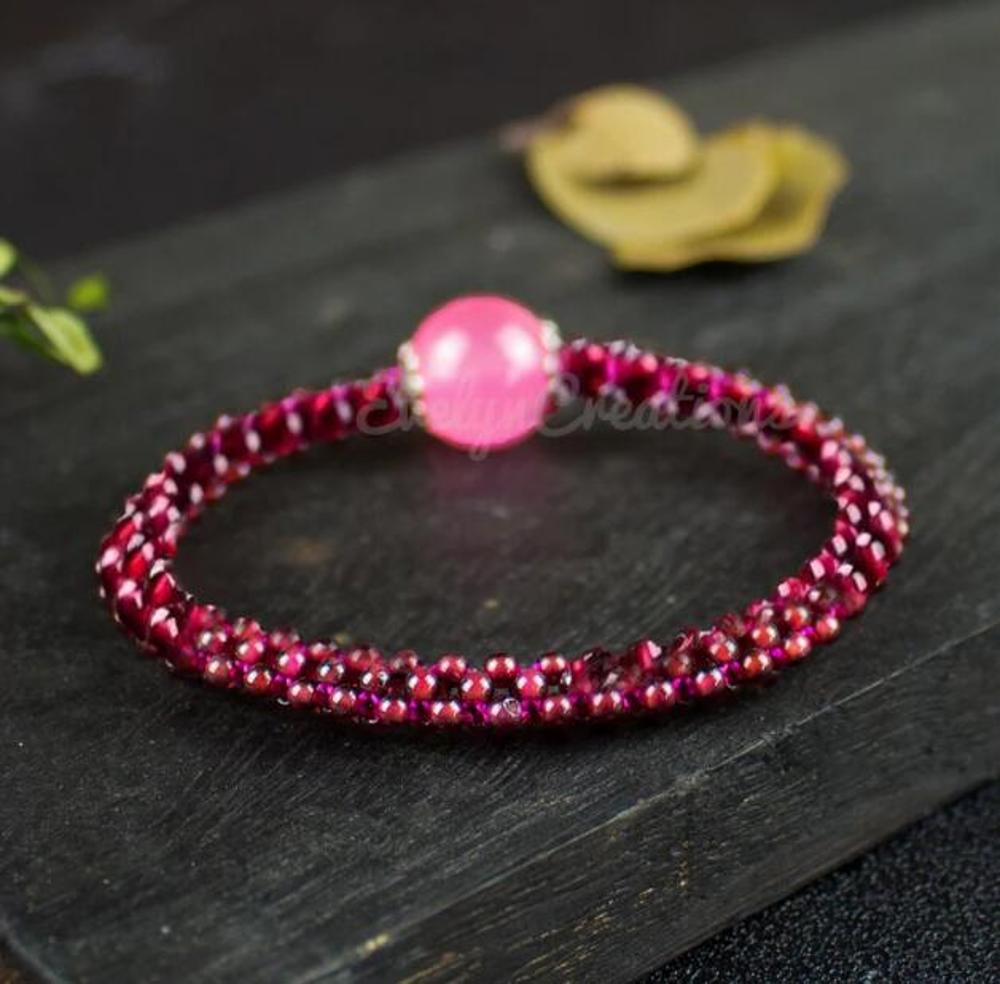 Natural Rose Quartz Healing Crystal Garnet Bracelet