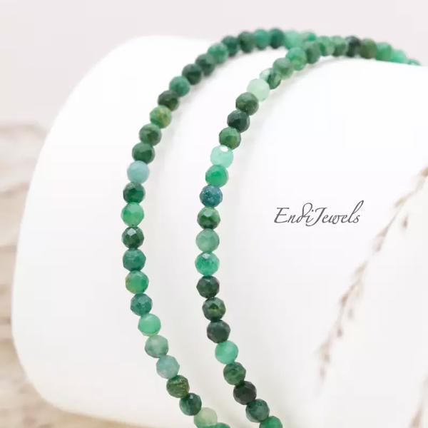 Natural Faceted Emerald Tiny Beads Choker Healing Crystal Minimalist Necklace