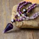  Amethyst Mala Bead Healing Meditation Protection Calming Pendant Necklace Gifts