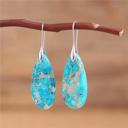  Natural Blue Stone Teardrop Dangle Earrings Blue Gemstone Drop Earrings Boho