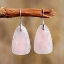  Natural Rose Quartz Crystal Teardrop Dangle Earrings for Love Trust Handmade