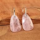  Natural Rose Quartz Crystal Teardrop Dangle Earrings for Love Trust Handmade