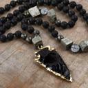  Lava Obsidian Beads Healing Strength Protection Arrowhead Men Necklace Talisman