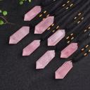  Rose Quartz Crystal Hexagonal Point Pendant Healing Reiki Balance Necklace Gifts (1 piece)