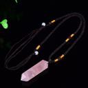  Rose Quartz Crystal Hexagonal Point Pendant Healing Reiki Balance Necklace Gifts (1 piece)