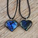  Natural Labradorite Dragon Heart Amulet Pendant Healing Energy Women Necklace (1 piece)