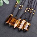  Natural Tiger Eye Hexagonal Point Pendant Healing Relief Amulet Unisex Necklace