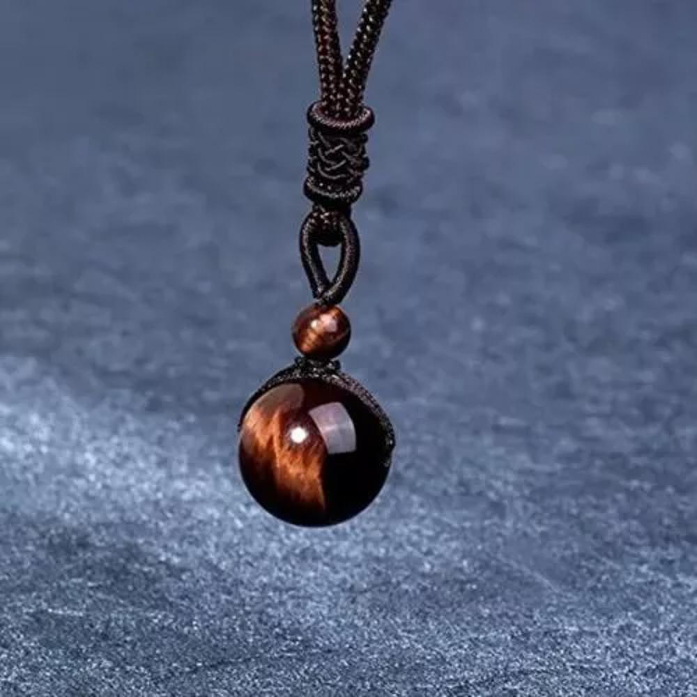 Red Tiger's Eye 16mm Round Bead Pendant Healing Reiki Amulet Women Men Necklace