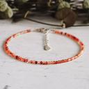  Natural Carnelian Dainty Anklet 2mm Red Crystal Beaded Anklet Minimalist Gift