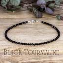  Black Tourmaline Beaded Anklet Black Stone Beads Dainty Anklet Crystal Anklet