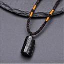  Bohemian 1pc Black Tourmaline Stone Necklace Pendant Gem Jewelry Men Women Gift