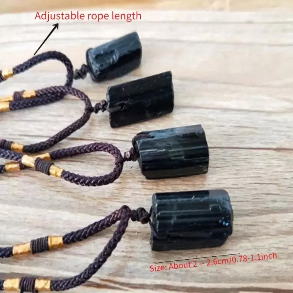 Bohemian 1pc Black Tourmaline Stone Necklace Pendant Gem Jewelry Men Women Gift