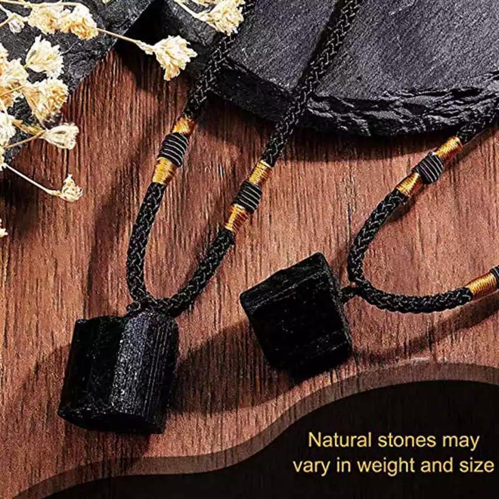 Bohemian 1pc Black Tourmaline Stone Necklace Pendant Gem Jewelry Men Women Gift