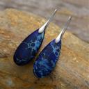  Natural Blue Imperial Jasper Stone Teardrop Dangle Earring Gemstone Drop Earring