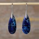  Natural Blue Imperial Jasper Stone Teardrop Dangle Earring Gemstone Drop Earring