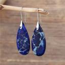  Natural Blue Imperial Jasper Stone Teardrop Dangle Earring Gemstone Drop Earring