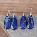  Natural Blue Imperial Jasper Stone Teardrop Dangle Earring Gemstone Drop Earring