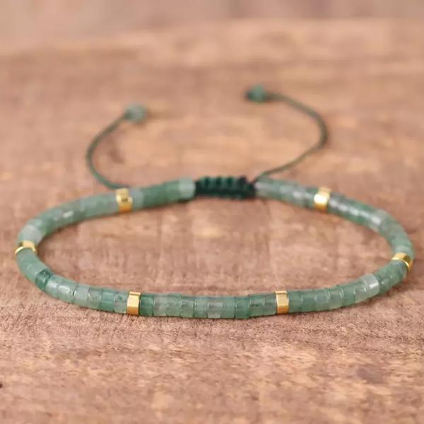 Green Aventurine Handmade 4mm Tibetan Beads Healing Calming Minimalist Women Bracelet