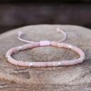  Natural Pink Opal Tibetan Beaded Dainty Healing Crystal Bohemian Luck Bracelet