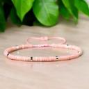  Natural Pink Opal Tibetan Beaded Dainty Healing Crystal Bohemian Luck Bracelet