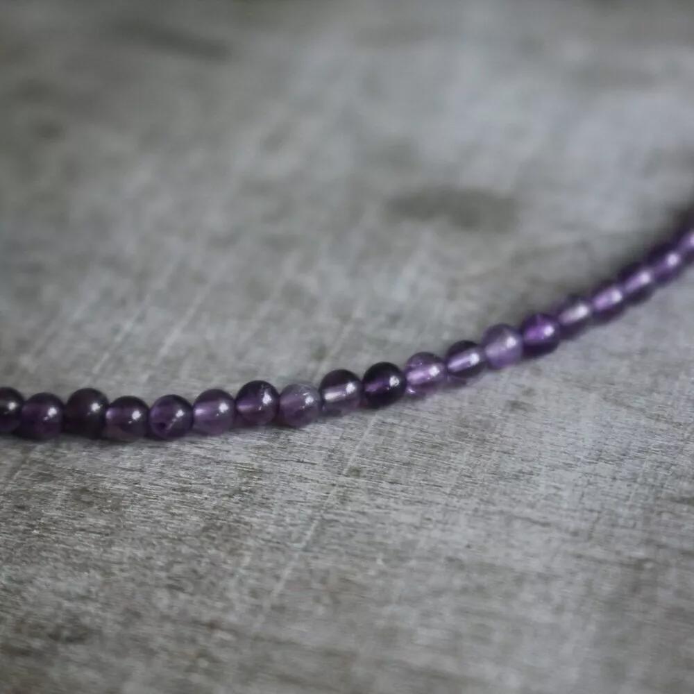 Natural Amethyst Beaded Necklace Purple Stone Choker Healing Crystal Necklace