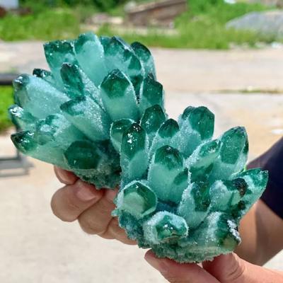 300g+ Natural Raw Green Ghost Phantom Geode Cluster Mineral Specimen Crystal