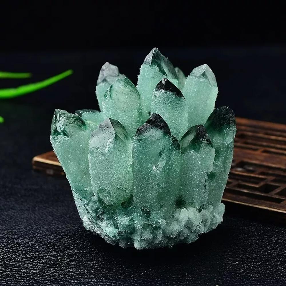 300g+ Natural Raw Green Ghost Phantom Geode Cluster Mineral Specimen Crystal