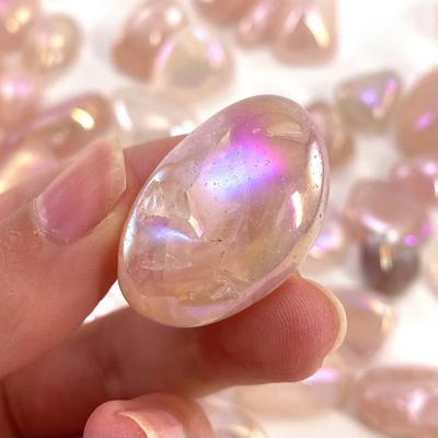 3 Pieces Angel Aura Rose Quartz Tumbled Pocket Stone Gemstone Healing Collection