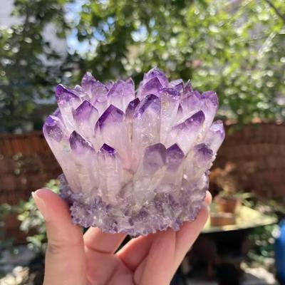 310g+ Raw Light Purple Phantom Amethyst Cluster Crystal Geode Specimens Ornament