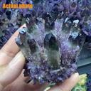  310g+ Dark Purple Green Phantom Cluster Titanium Geode Quartz Crystal Ornaments