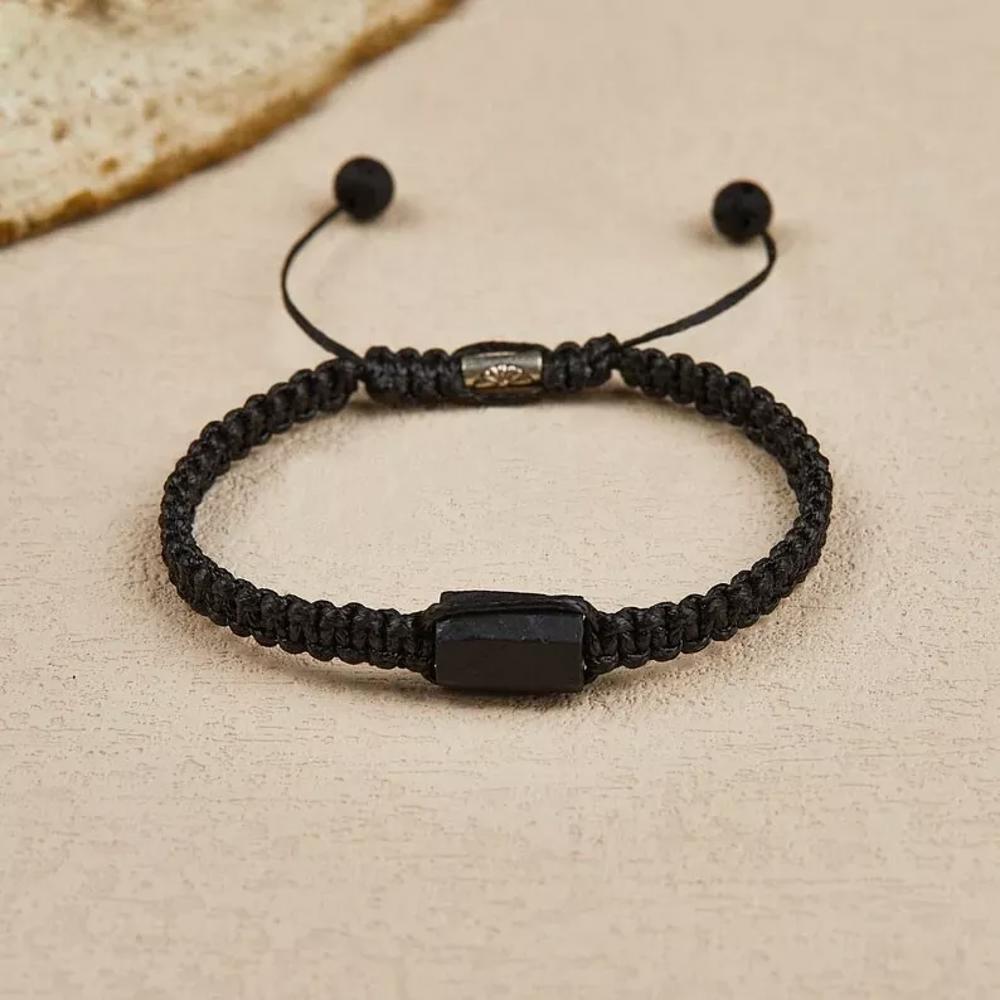 Raw Black Tourmaline Bracelet, Root Chakra Protective Stone Bracelets, Best Gift For Family Member