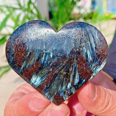 Large Arfvedsonite Hearts Shape Palmite Rock Mineral Specimen Decoration