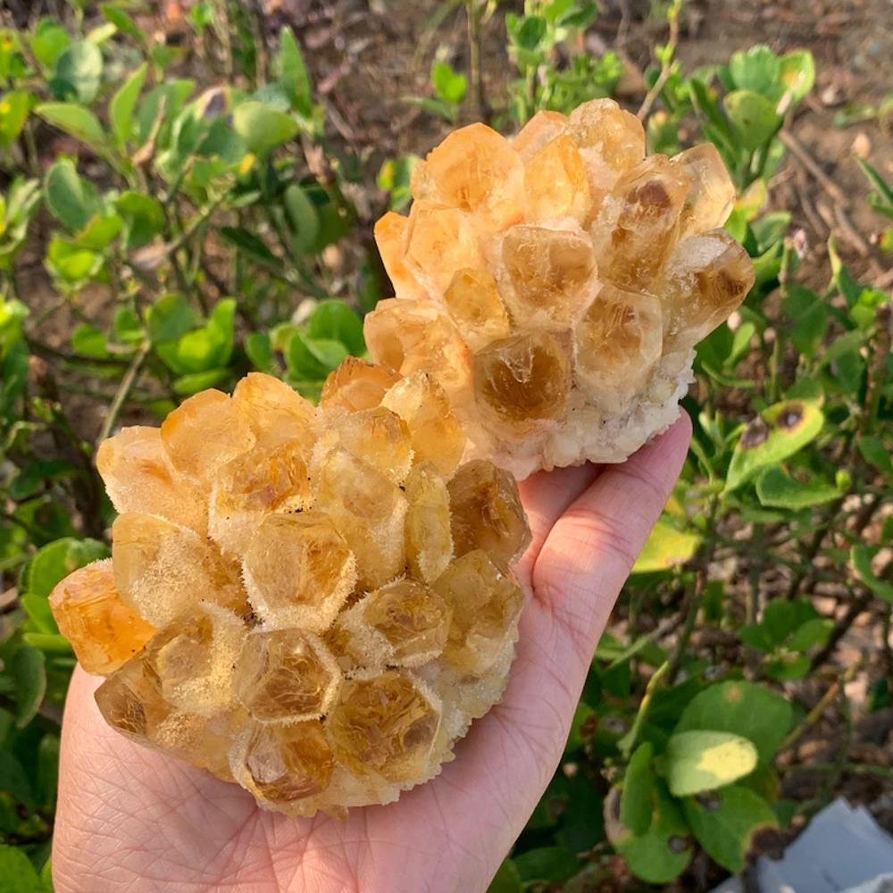 310g+ Raw Aura Citrine Phantom Cluster Titanium Geode Quartz Crystal Specimens