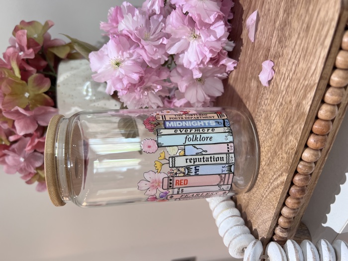 Album Books Swiftie Iced Coffee Glass Can, Glass Tumbler