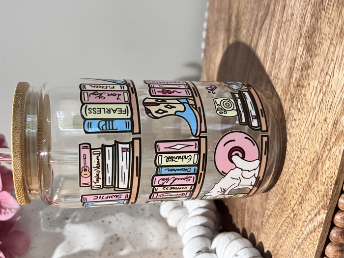 Album Bookshelf Swiftie Iced Coffee Glass