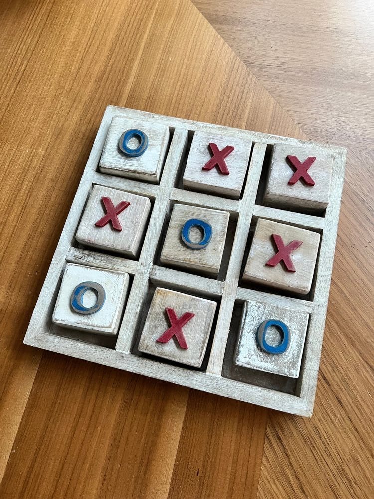 Tic Tac Toe Wooden Board Game, Housewarming Gift, Game For The Family, Modern Tabletop Game, Board Game For Kids